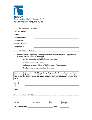 Beacon Health Strategies 90 Day Waiver Form
