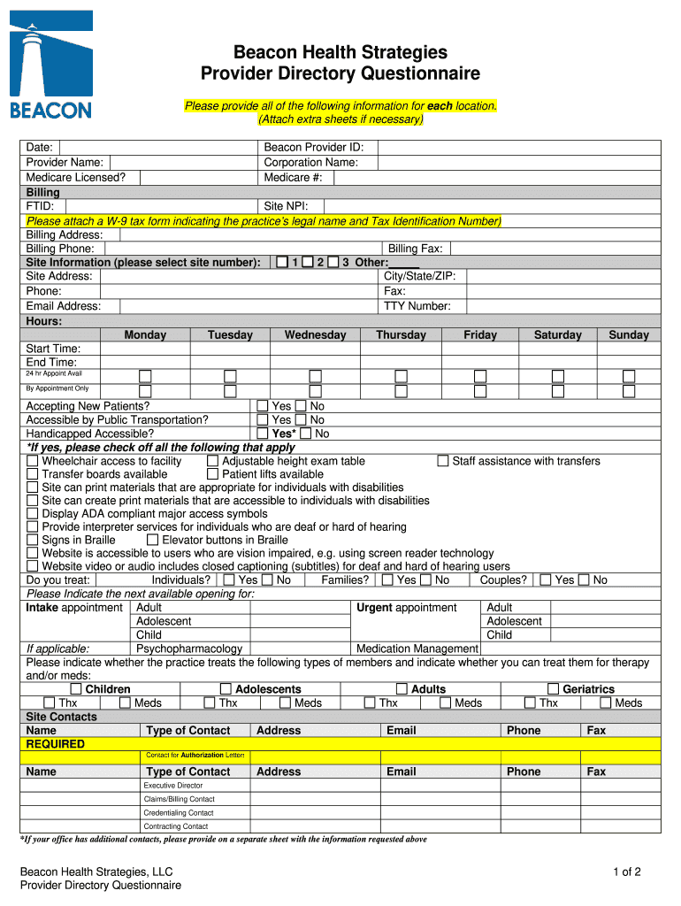 Beacon Health Strategies  Form