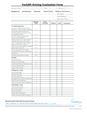 Forklift Driving Evaluation Form Coveriskcom