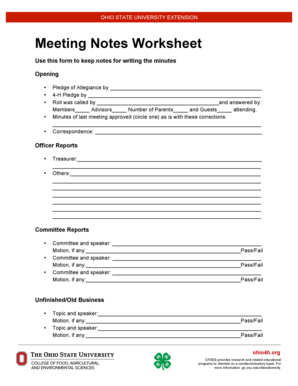 Secretary Notes Template  Form