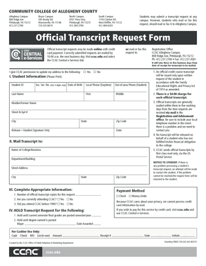 Ccac Transcript Request  Form