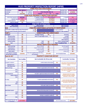 Hud Property Inspection Report  Form