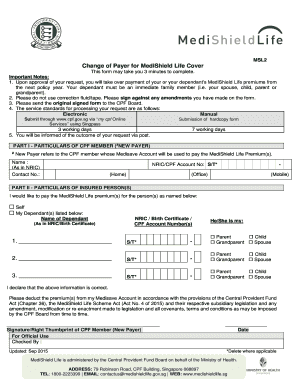 Change of Payer for Medishield Life Cover  Form