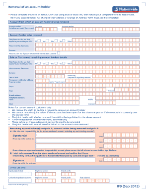Nationwide Removal of Account Holder Form