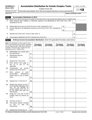 Form 1041 Schedule J Accumulation Distribution for Certain Complex Trusts