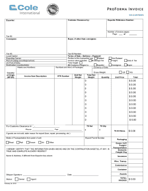 Customs Proforma Invoice Template