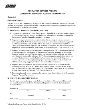 Dmv Commercial Requester Account Addendum  Form