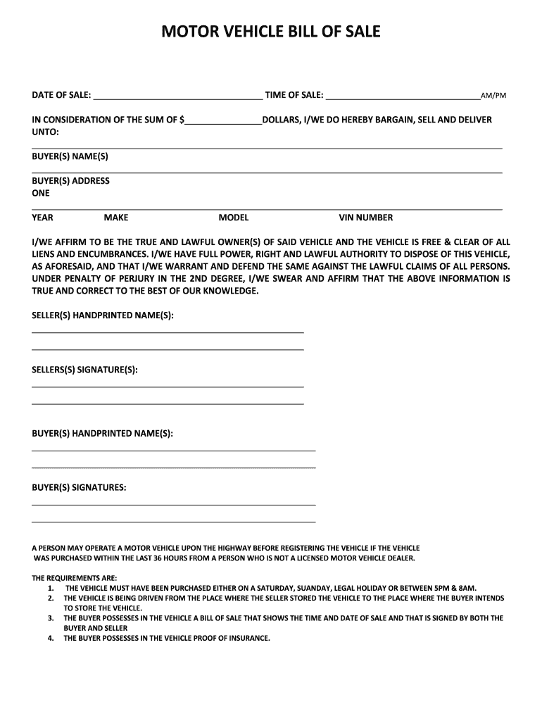 Bill of Sale Colorado  Form