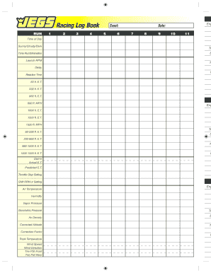 Drag Racing Log Book PDF  Form