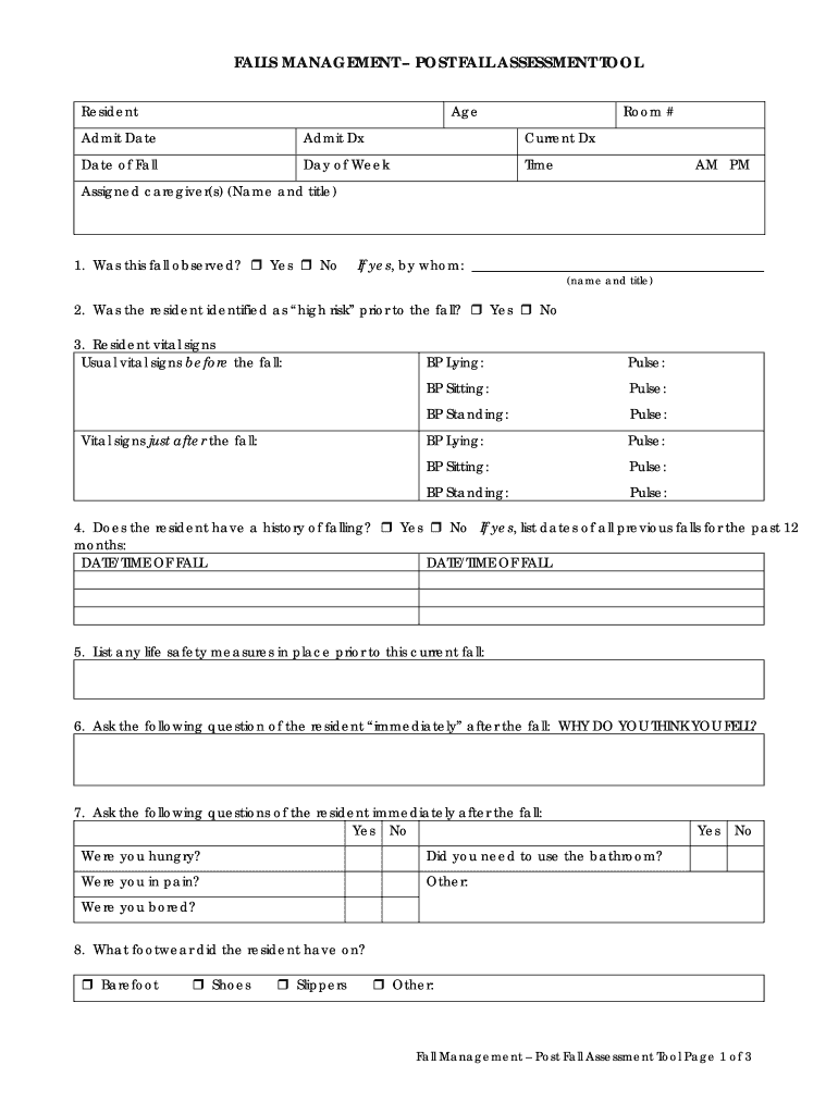 Post Fall Huddle Form Template