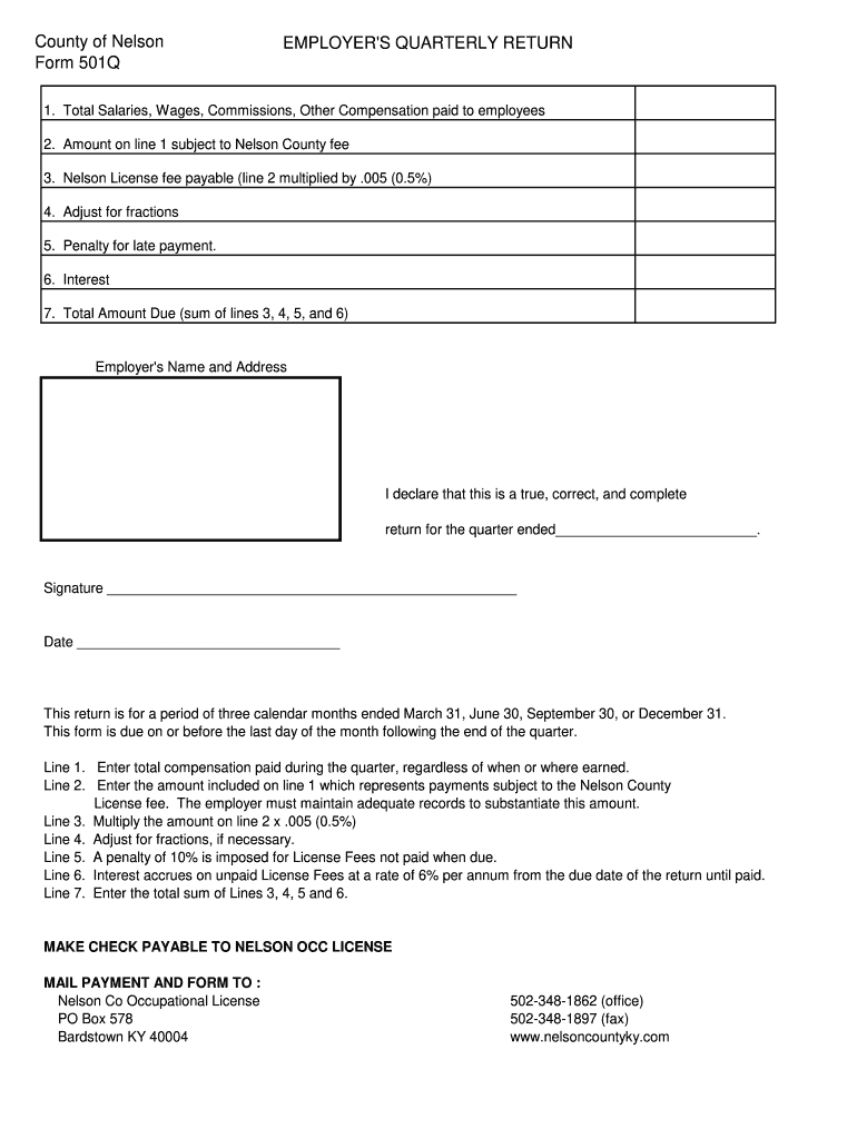 Quarterly Filers Form 501Q