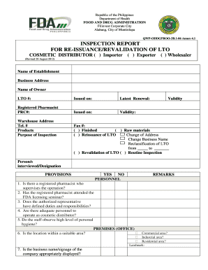 Fda Drugstore Inspection Checklist Philippines  Form