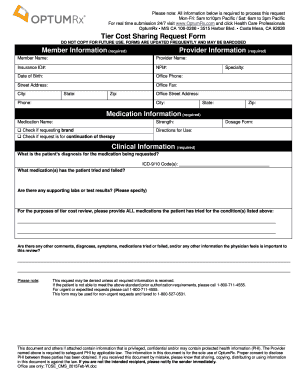 Optumrx Tier Cost Sharing Request Form