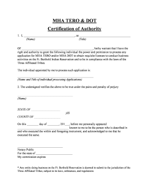 Mha Tero Business License Application  Form