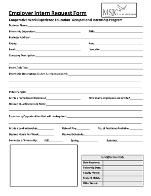 Intern Request Form