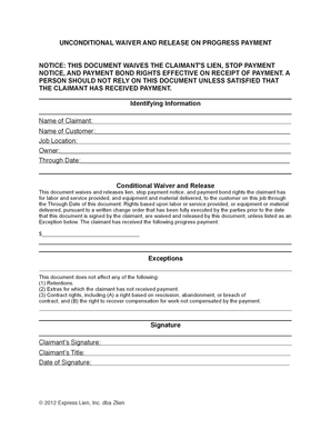 Utah Unconditional Lien Waiver  Form