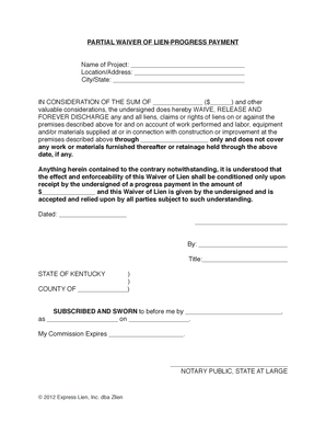 Kentucky Lien Waiver Form