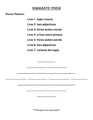 Diamante Poem Moore Public Schools Overview  Form