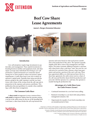Beef Cow Share Lease Agreements  Form