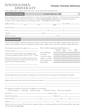 Christian Character Reference Seuedu  Form