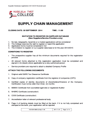 SUPPLY CHAIN MANAGEMENT Vuselela FET College  Form