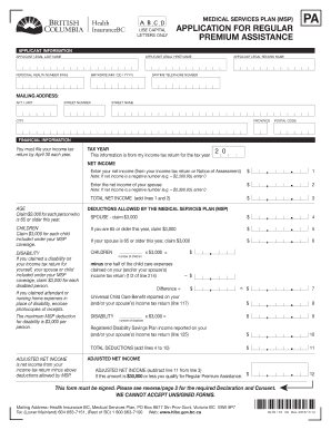 Get and Sign Application for Regular Premium Assistance Application for Regular Premium Assistance Bcit 2013 Form