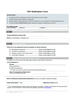 Pep Notification Form