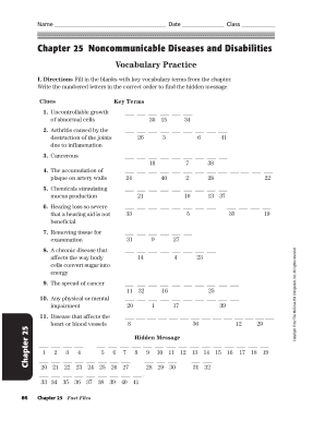 Chapter 25 Noncommunicable Diseases and Disabilities Answer Key  Form