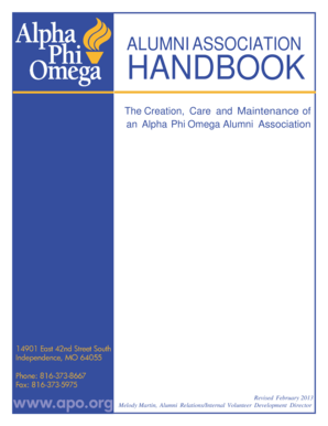 ALUMNI ASSOCIATION HANDBOOK Alpha Phi Omega Apo  Form