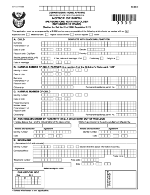 DEPARTMENT HOME AFFAIRS REPUBLIC of SOUTH AFRICA NOTICE  Form
