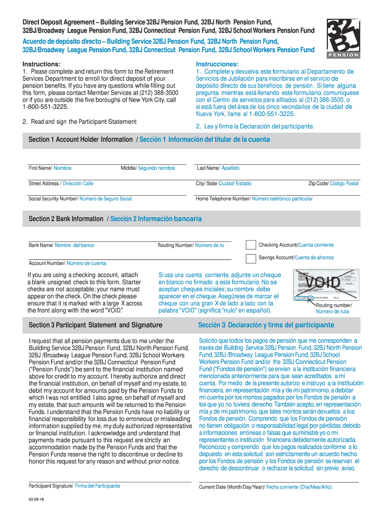  32bj Pension Direct Deposit 2016-2024