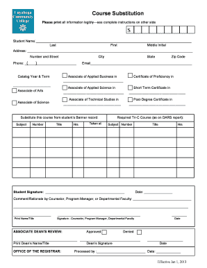 Course Substitution Cuyahoga Community College Portal Tri C  Form