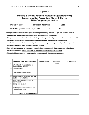 Donning and Doffing Ppe Checklist  Form