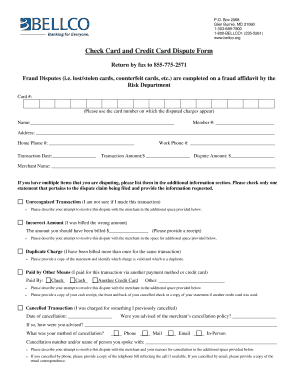 Bellco Dispute  Form