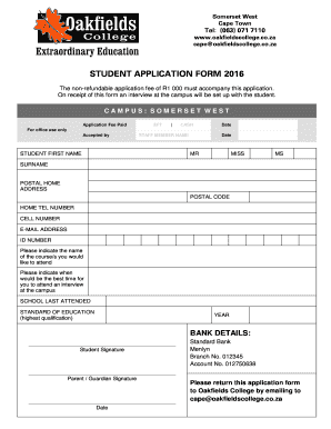 Oakfields College  Form