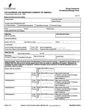 Group Insurance EnrollmentChange Form the GUARDIAN LIFE