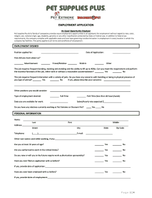 Employment Application Pet Extreme 00381470DOC  Form