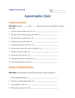 Englishforeveryone Org Apostrophes Answer Key  Form