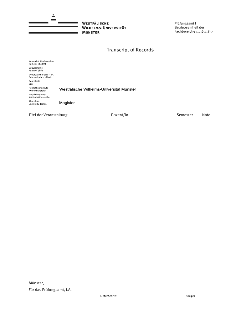 Transcript of Records  Uni Muensterde  Form