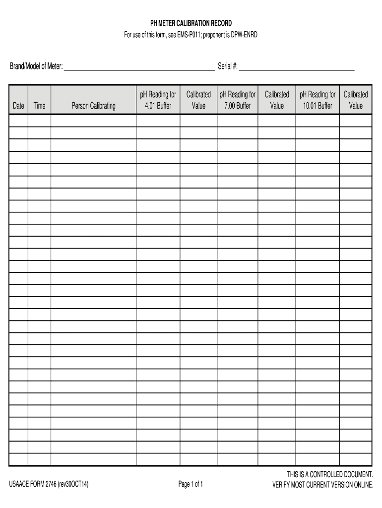  Ph Meter Calibration Log 2014