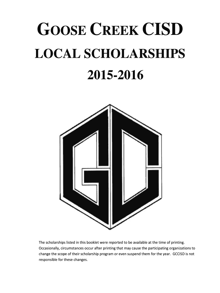  GOOSE CREEK CISD LOCAL SCHOLARSHIPS Gccisd 2015