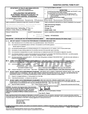 RADIATION CONTROL FORM FD 2877 Mend