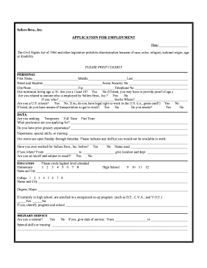 Sellers Bros Application  Form