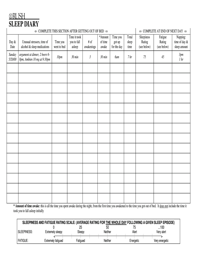 Printable Sleep Diary  Form