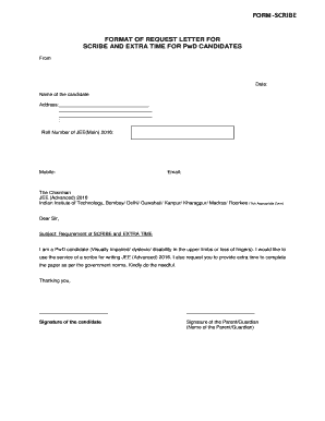 Request Letter for Scribe  Form