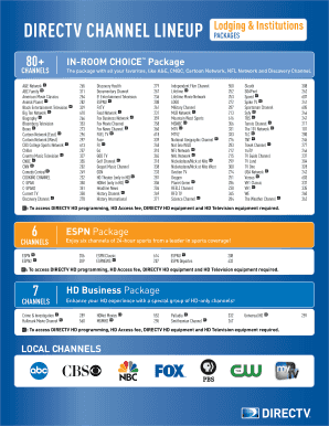 Printable Directv Channel Guide  Form
