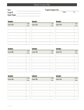 Semester to Semester Plan  Form