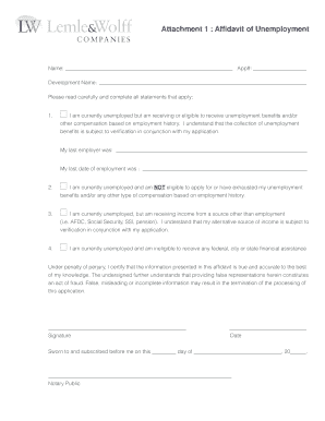 Affidavit Unemployment Form