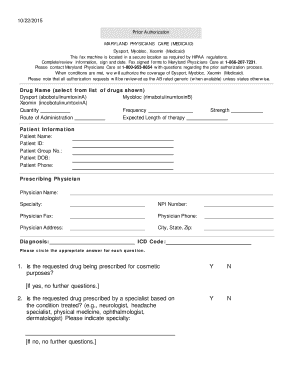 1022 Prior Authorization MARYLAND PHYSICIANS CARE MEDICA ID , , Medicaid This Fax Machine is Located in a Secure Location as Req  Form