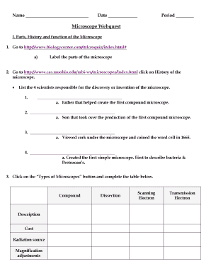 Microscope Webquest  Form